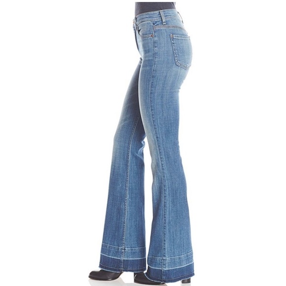 7 For All Mankind Denim - 7 For All Mankind Ginger Raw Hem Wide Leg Jean Size 26